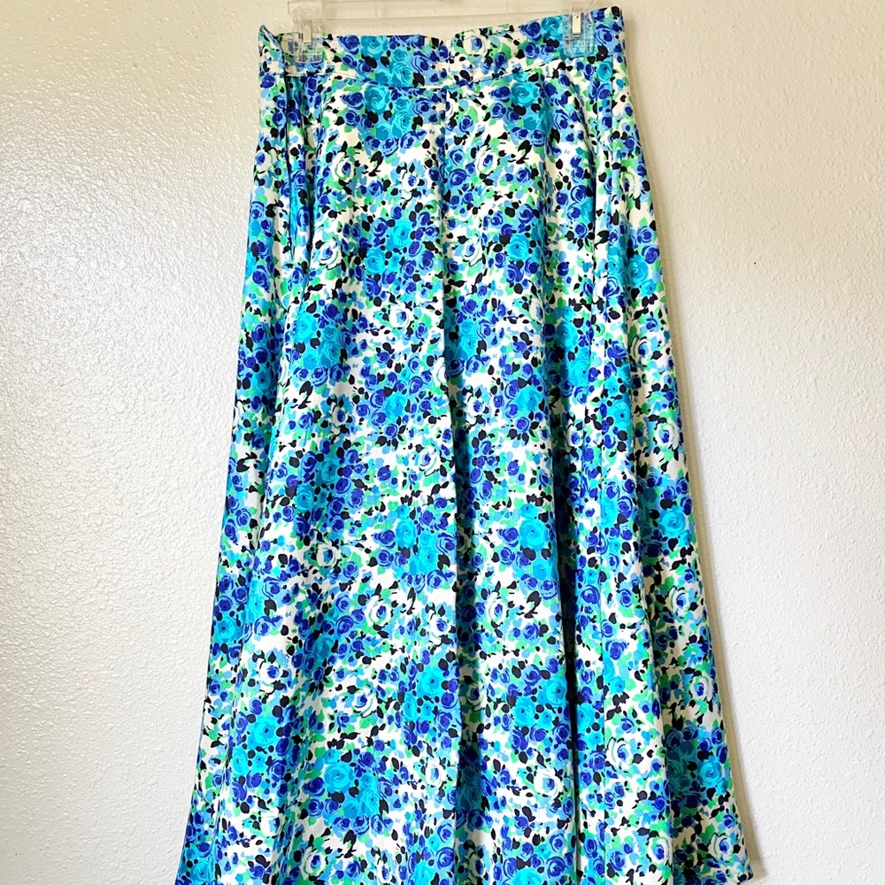 Handmade Vintage Midi A Line Circle Floral Skirt